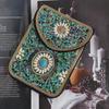 Bohemian Ethnic Shoulder Bag with Rice Beads, Shell Mobile Pocket, Floral PU Design, Women's Crossbody for Travel Photography.