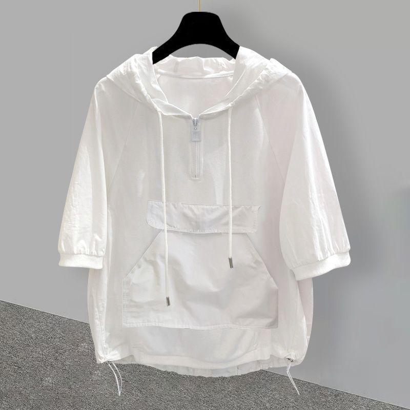 Hooded Short-sleeved T-shirt Men's Trendy Loose Work Clothes Splicing Niche Shirt