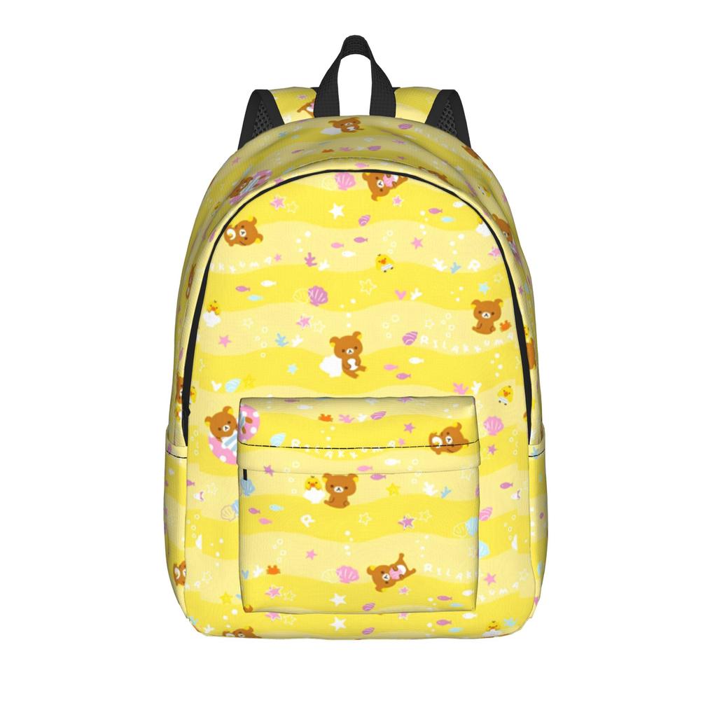 Pink Rilakkumas Cartoon Backpack for Men Women Teenage Student Work Daypack Laptop Canvas Bags Durable