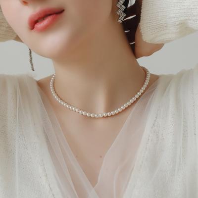 [92.5 Gümüş] 5mm İnci / Gizemli Taş İnci 92.5 Gümüş Kolye++