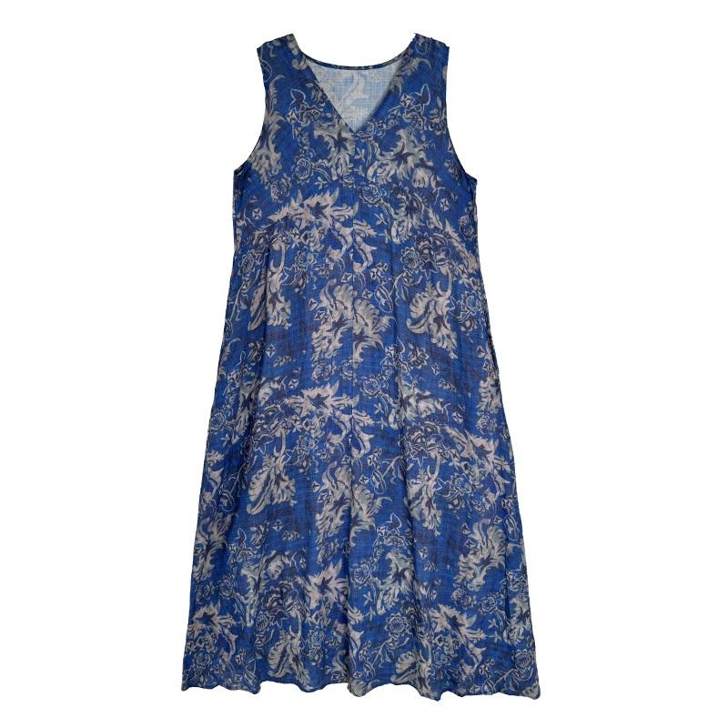 Sleeveless Plus Size Cotton Vintage Floral New In Dresses for Women Casual Loose Long Summer Dress