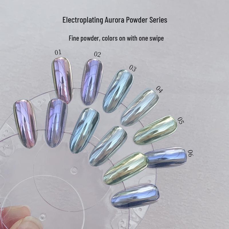KaSi Nail Art Aurora Mirror Powder - High-Shine Whitening Glitter for Luxurious Nail Decoration