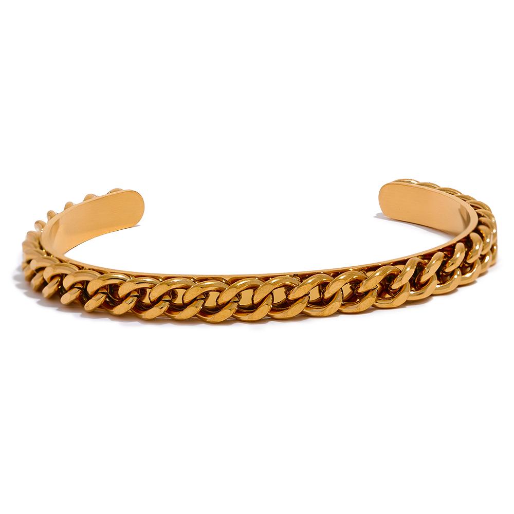 

Yhpup 316l Stainless Steel Handmade Polished Exquisite Cuff Bracelet Bangle Waterproof Metal Texture Fashion Charm Wrist Jewelry