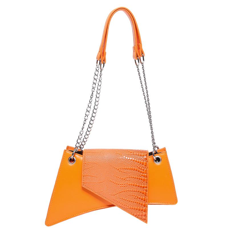 

2024 stone pattern patent leather glossy new small square bag women s Korean version fashion texture portable shoulder messenger bag помаранчевий