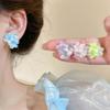 Colored Embroidered Ball Flower Stud Earrings For Women Contrasting Resin Flower Earrings Sweet  Ear Jewelry Accessories