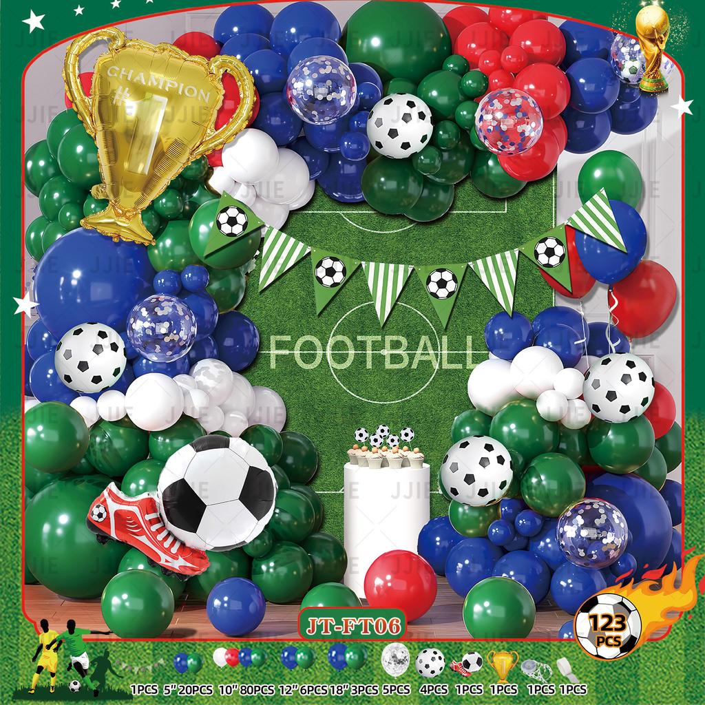 Boys Football Green Balloon Arch Birthday Football Party Decoration World Cup Themed Balloon Set