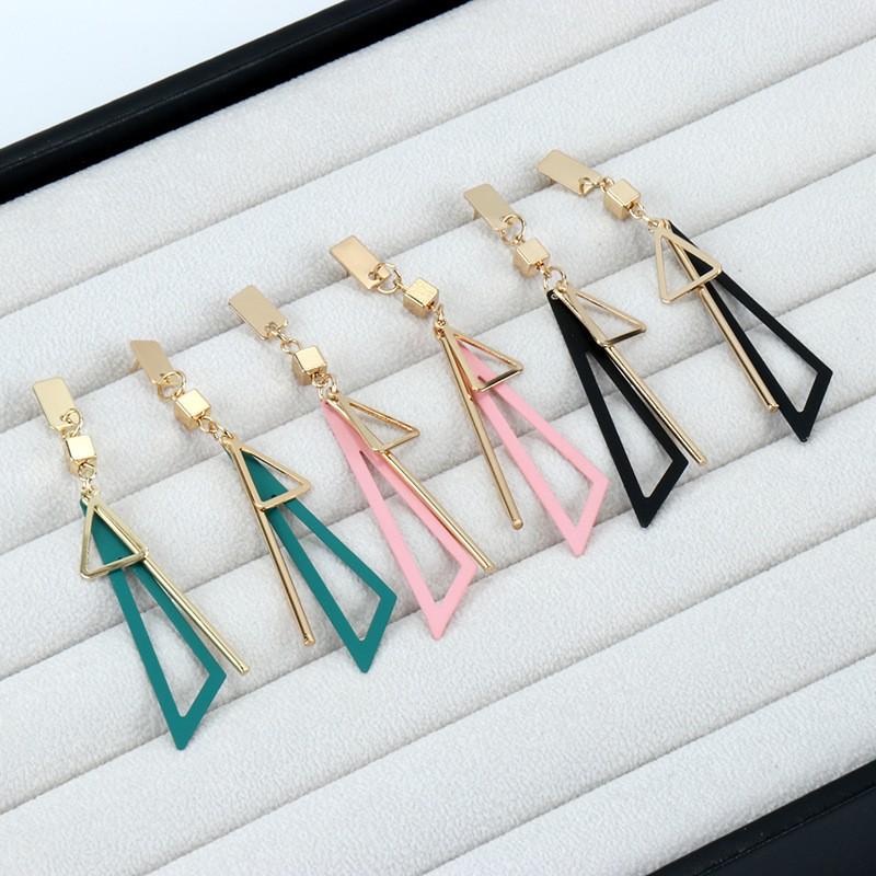 Korean Geometric Triangle Tassel Earrings: Trendy Niche Design