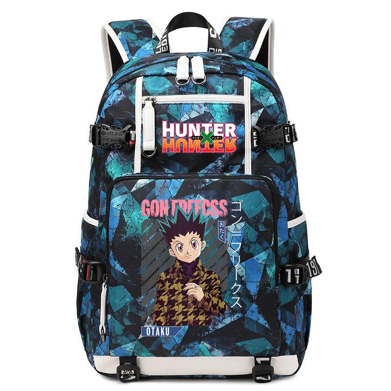 Hunter Anime School Bag Large Capacity Lightweight Student Backpack for Boys Girls Daily Use
