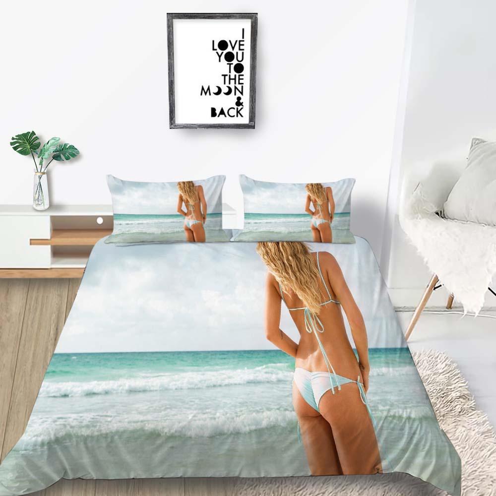 2023 New style Duvet Cover Set Queen King Size Bikini Printed Highend Bedding Cover Suit with Pillowcase Sexy Home Textiles