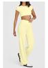 Women's Nude Feel Peach Hip High Waist Yoga Pants - Elastic, Straight Wide-Leg Design for Fitness