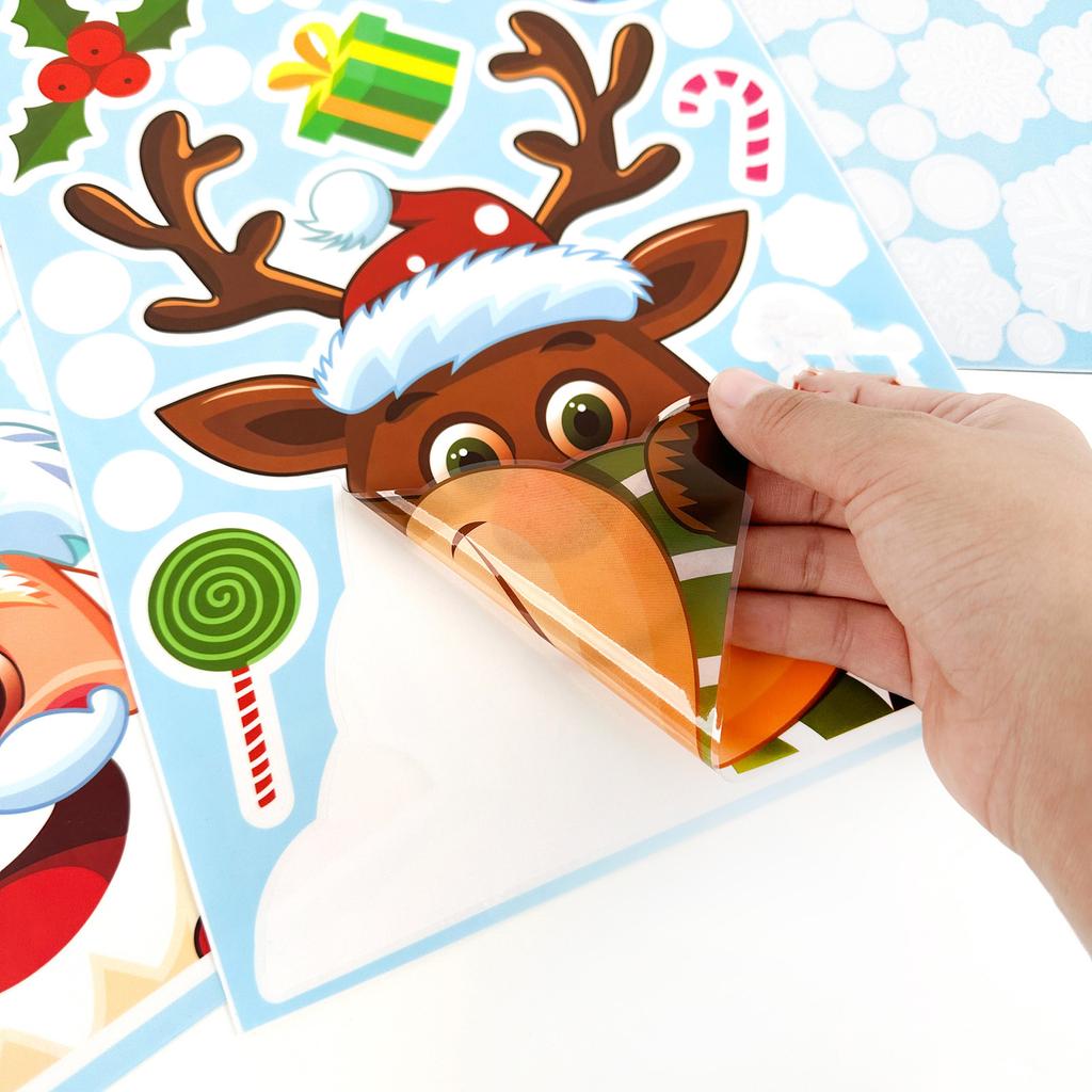 Christmas Snowflake Window Clings Stickers Santa Claus Reindeer Wall Glass Sticker Xmas Decorations Navidad 2025 Home Decor Noe