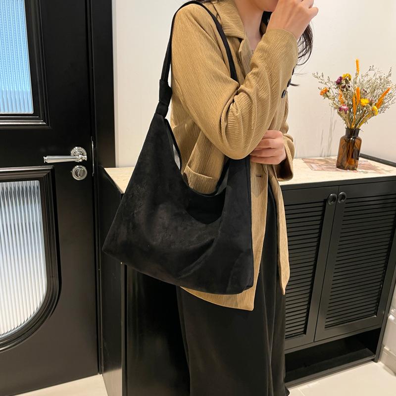 Suede Underarm Bag Women's 2025 New Retro Student Class Tote Bag Large Capacity Versatile Shoulder Bag
