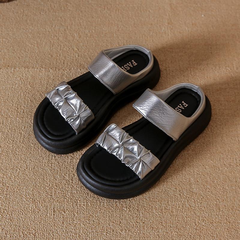 thick-soled Roman sandals, womanly socialite height-enhancing beach shoes 2025 summer wear, non-slip soft-soled student sandals