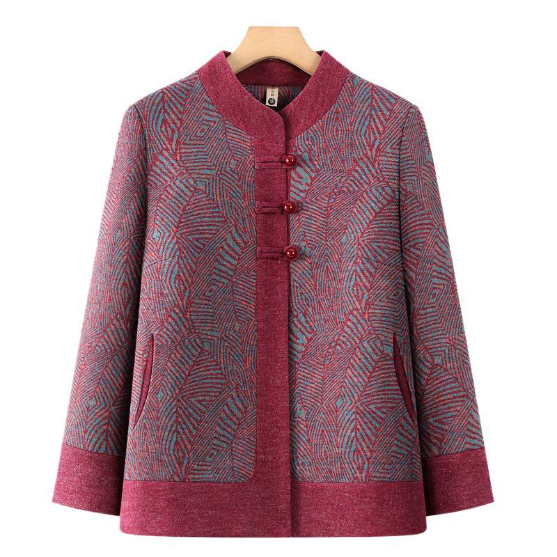Embroidered Tang Suit Jacket: Grandma Style Autumn Wear for Middle-Aged Women