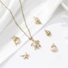 5pcs/set Ocean Shell 3d Brass Charms 18k Gold Plated With Transparent Zircon Marine Brass Pendant  Summer Necklace Findings