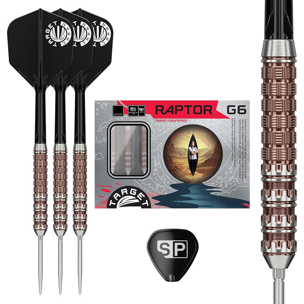 Target Japan PRIME SERIES RAPTOR GEN6 Joji Nishitani 90% Tungsten Steel-Tip Darts Set, 22g, K-Flex No. 6 Shape Flights and Shafts, SWISS SILVER NANO P