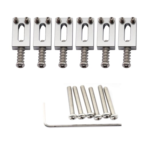 Musiclily Ultra 10.8mm Brass Bridge Saddles for Strat/Telecaster Electric Guitars, Chrome (Set of 6)