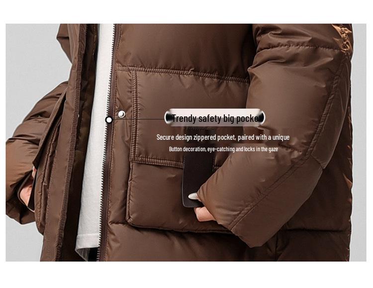 Women's Mid-Length Hooded Down Coat - Korean Style, Plus-Size, Thick Winter Outerwear
