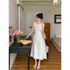 Design Sense Hollow Waist Hanging Neck Suspender Dress Dopamine Lace Up Waist Thin Holiday Su Long Dress