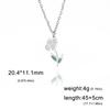 12 Birth Months Flower Necklace Stainless Steel White Green Enamel Daisy Rose Cosmos Pendant Neck Chains Birthday Gift
