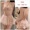 Women's Lace Sheer Deep V Push Up Padded Lingerie Sleep Dress Set