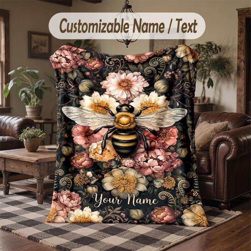 Beauty Fragrance Collage Theme Throw Blanket Custom Name Text Personalized Blanket Soft Cozy Blanket for Home Sofa Bed
