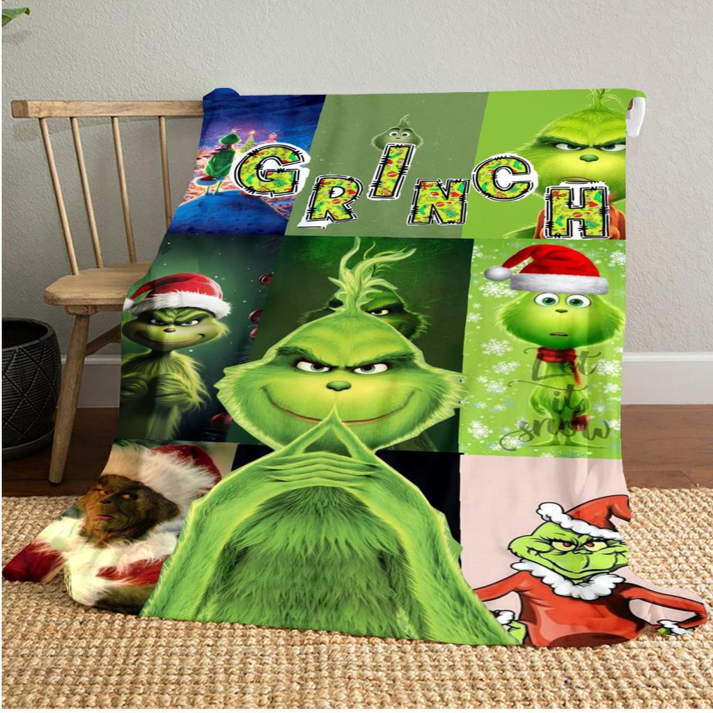 Grinch Christmas Story Plush Blanket Soft Comfortable All Seasons blanket Sofa Office Naps blanket Outdoor Travel throw Perfect Gift