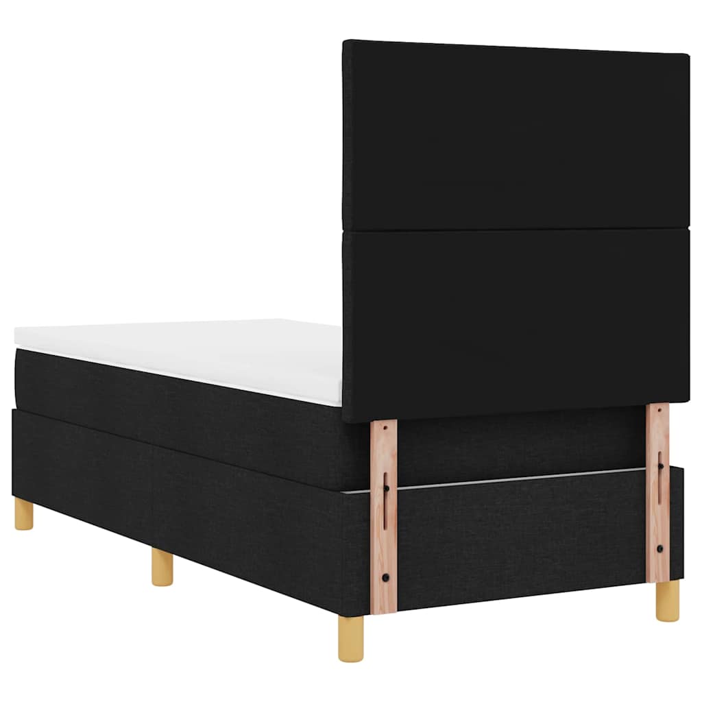 LED Box Spring Bed with Headboard Black 90 X 200 Cm Fabric