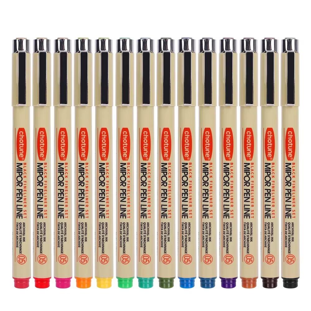 14 Colors Brush Micro Waterproof Fineliner Pen Set Ink Fine Point Pen Sketching Anime Artist Illustrating Drawing Supplies