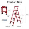 Aluminum Telescoping Ladder, 4 Step Ladder, Foldable Safety Household Ladder with Air Cushion & Anti-Slip Feet, Herringbone Design Ladder for Home