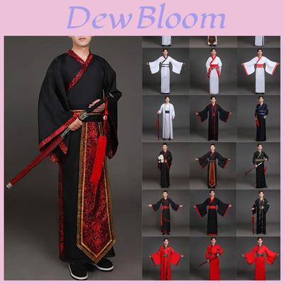 Her Beden Erkekler İçin Nefes Kesen Siyah Beyaz Tang Hanedanı Hanfu Elbisesi