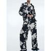 Export Single H Home Silm Slim Looking Elegance Plaid Exquisite Print High Waist Slimming and Wide Leg Fashion All-Matching Pants Women