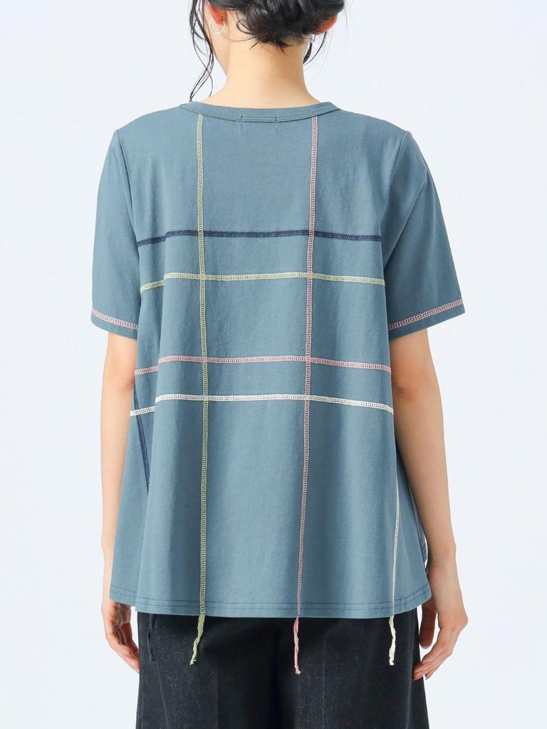 Beams Heart Tee Colorful Fringe Stitch Pullover Green One Size S/S Women's