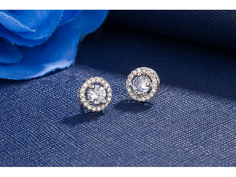 Korean Full Pave Zircon Hypoallergenic Round Stud Earrings