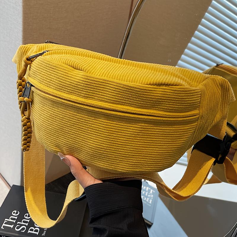 Perfekte Lily Damen Cord-Hüfttasche, Verstellbare Brust-Umhängetasche mit Mehreren Reißverschlusstaschen, Tägliche Umhängetasche