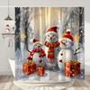 Christmas Shower Curtain Santa Claus Christmas Gifts Snowman Happy Holidays Polyester Shower Curtains Bathroom Deco with Hooks
