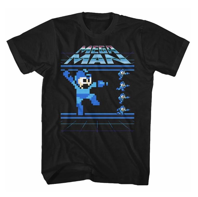 Mega Man Megamen T-Shirt Vintage Video Game Graphic Tee Men’s Adult Black S-5XL
