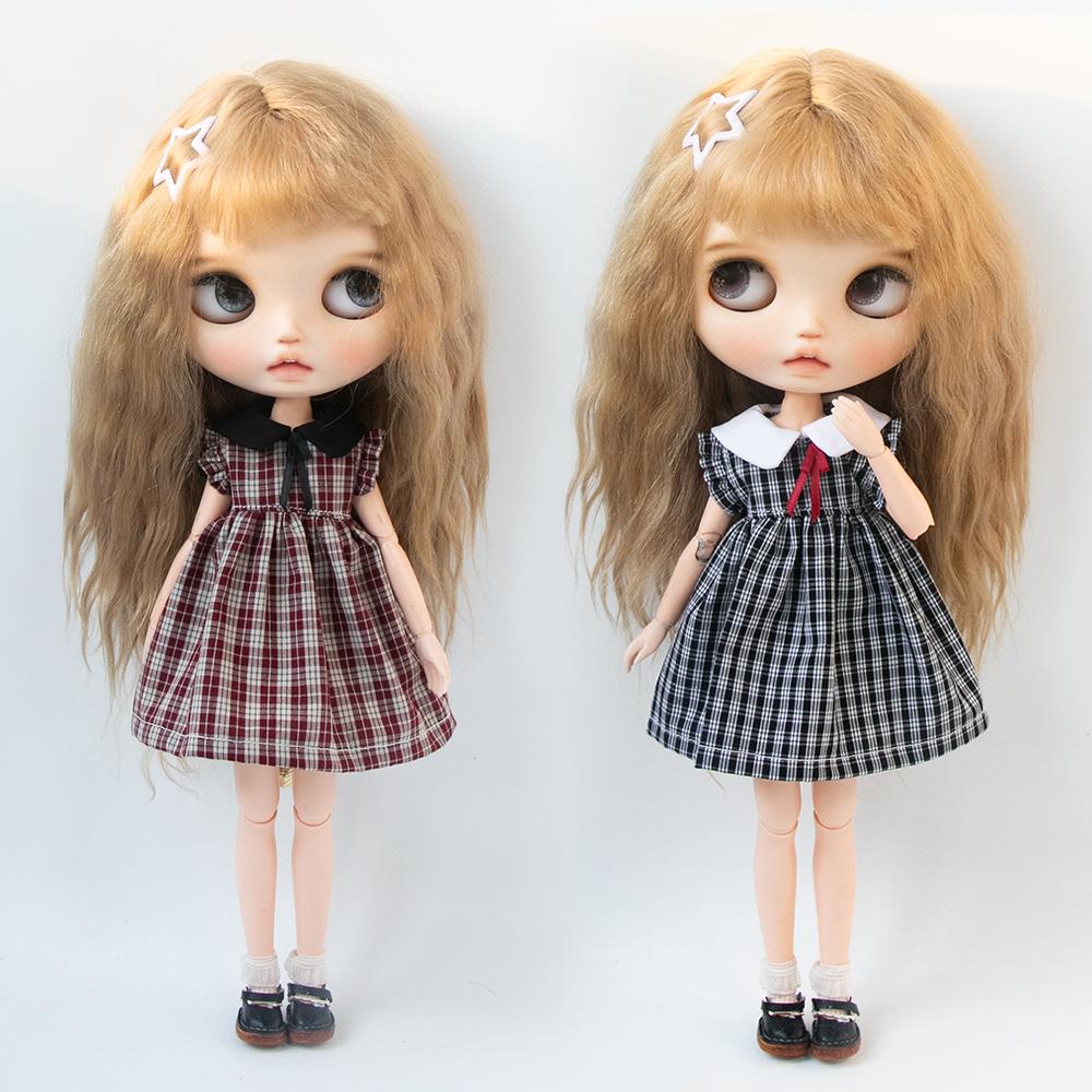 Blyth Puppenkleidung BJD Kleid Schuluniform Kariertes Kleid Kawaii JK Stil Outfit für OB24 YMY Licca Azone Modepuppen Zubehör