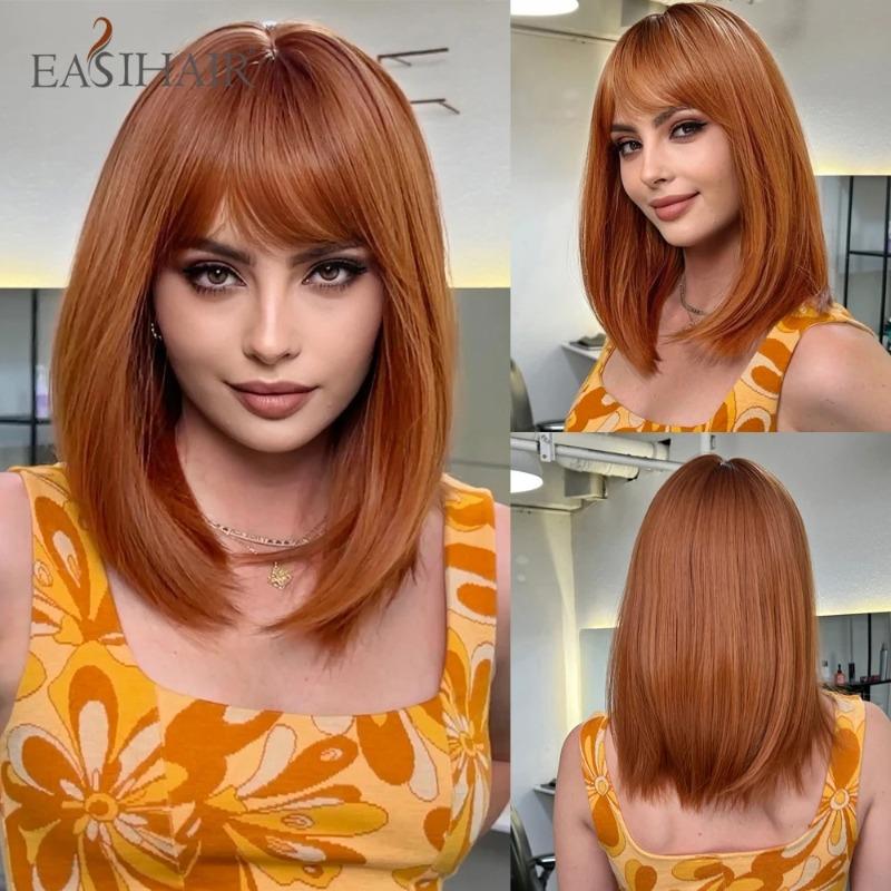Wig full head cover women's high-level clavicle hair simulation repair age reduction natural straight hair Europe and the United States
