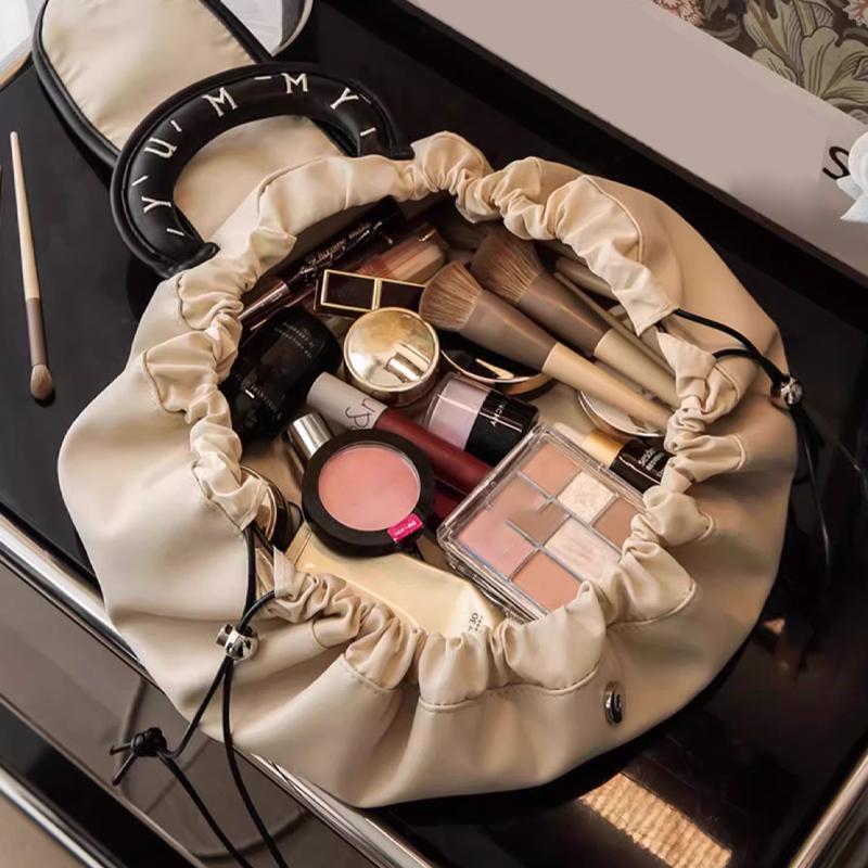 Portable Makeup Bag For Daily Use Women Large Capacity Travel Toiletry Bags Drawstring Cosmetic Storage Pouch