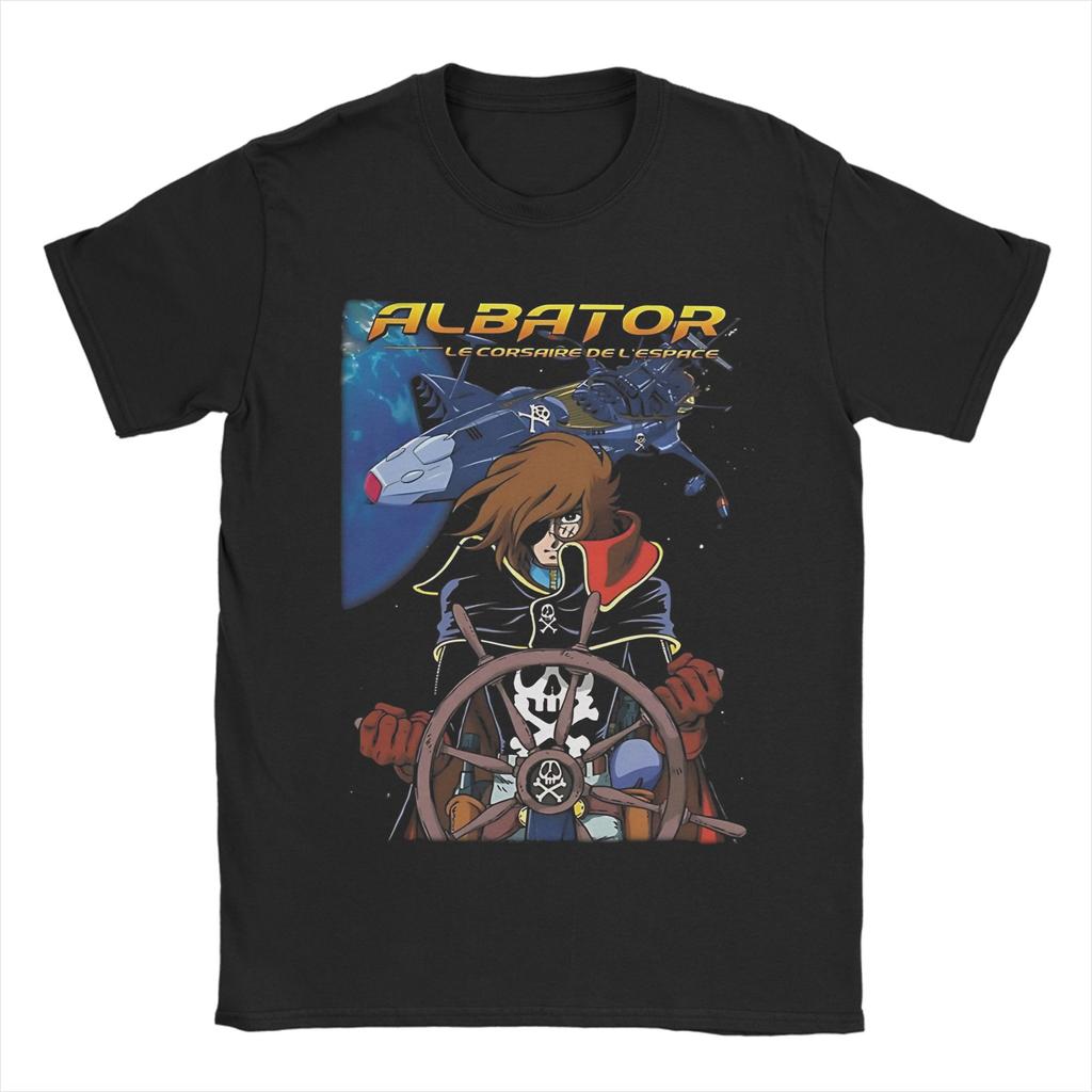 Unisex Women Print Space Pirate Captain Harlock Albator T Shirt Tee 100 Cotton  Tshirts Clothes