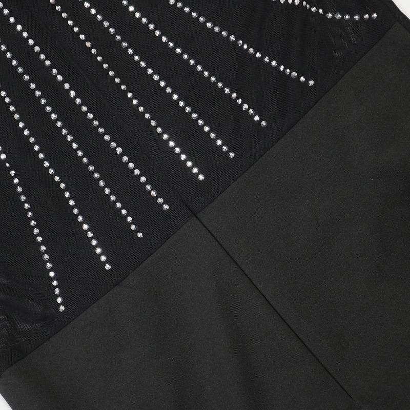 Women's Sexy Sleeveless Slit Dress Diamond Long Dress Evening Gown