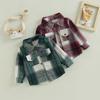 Giacca da camicia scozzese da bambino per bambini Cappotto da giacca cardigan con bottoni a maniche lunghe con risvolto casual per ragazze