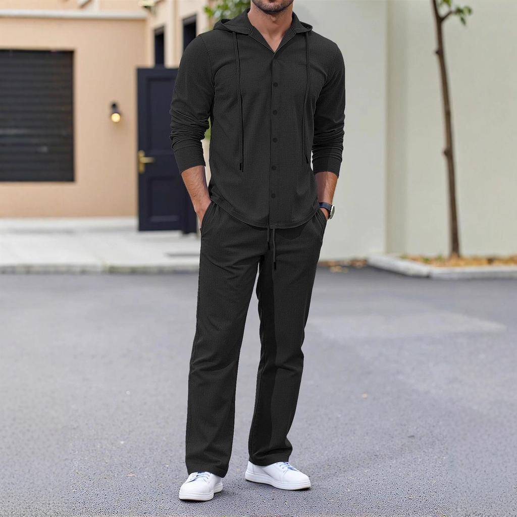 Simple Solid Color New Long-sleeved Hoodie Suit Linen Autumn Loose Casual Cotton Linen Cardigan Shirt