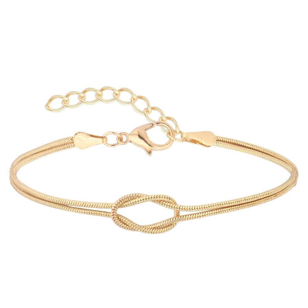Fashion Minimalist Knot Wrap Couple Bracelet Double Layer Snake Chain Unique Gift for Her