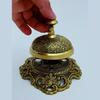 Brass Counter Bell: Hand-Polished Floral Service Desk Bell