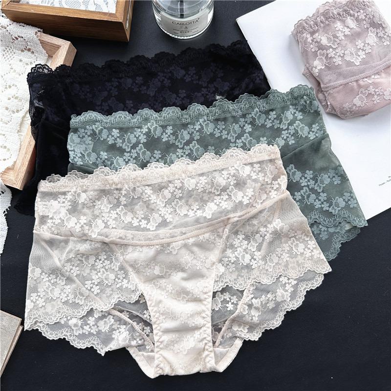 Ladies Spring and Summer Lovely Cotton Ice Screen Lace Panties