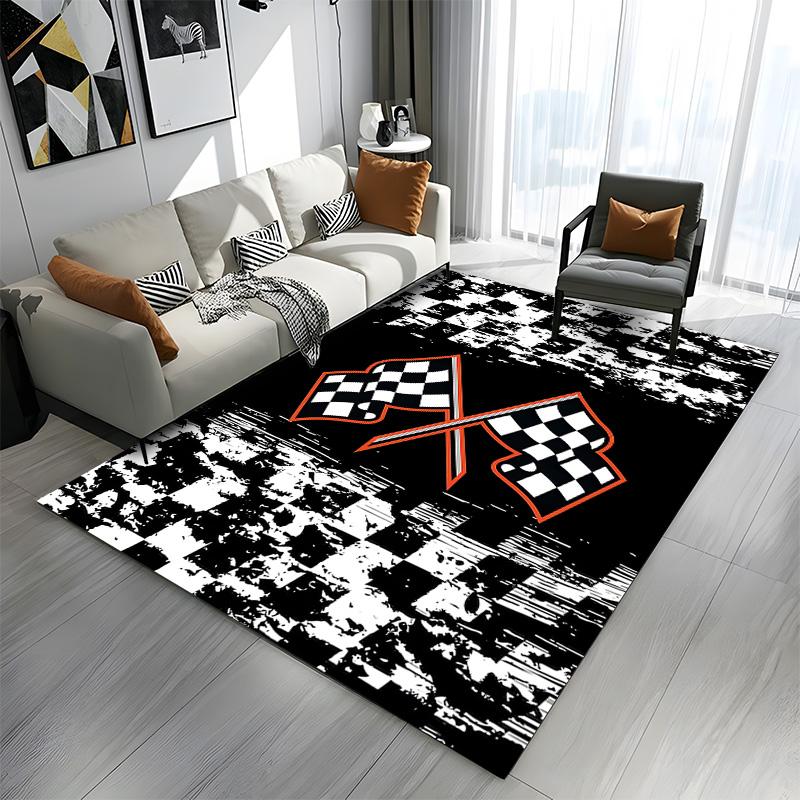 Racing Checkered Flags Design Patterned carpet a non slip rug suitable for all seasons and any setting, gift