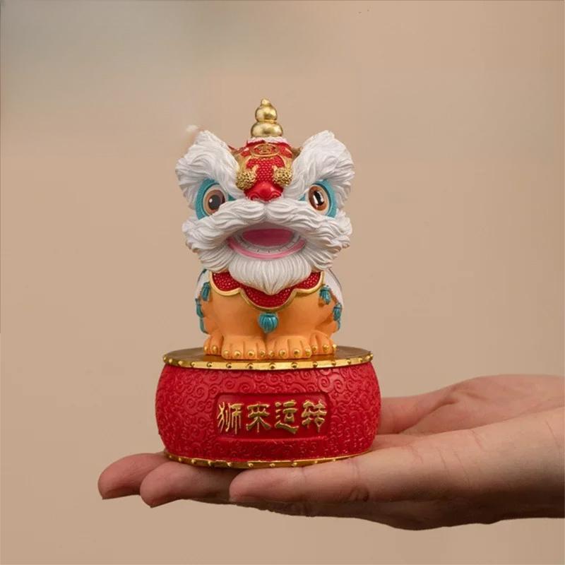 Resin Lion Dance Sculptures and Figurines Chinese Characteristic Mascot Luxury Home Room Office Table Decoration and Accessories