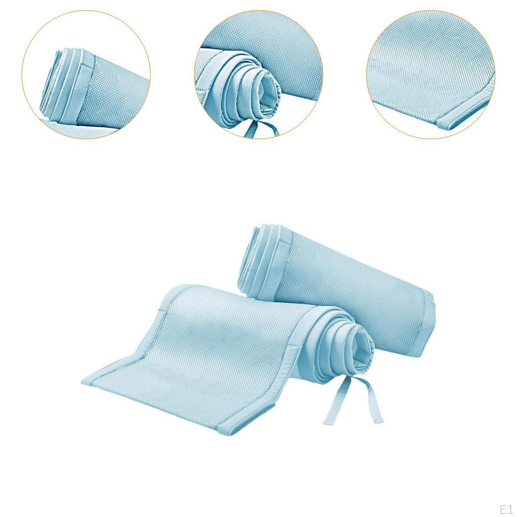 Baby Breathable Mesh Liner Bed Guard Supplies for Full Size Crib Protective Blue